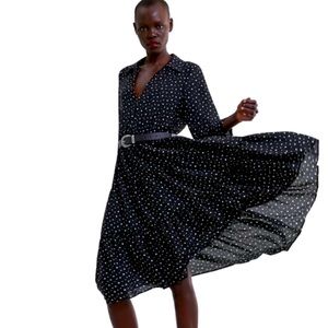 Zara black and white polka dot dress